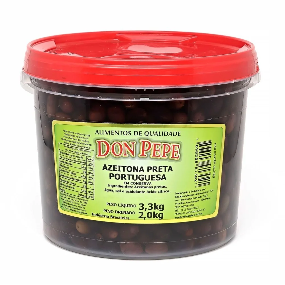 Balde de Azeitona Preta Portuguesa Don Pepe 3,3Kg