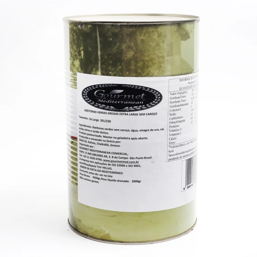 Azeitona Verde Grega sem Caroço Extra Large Gourmet (4,2Kg)
