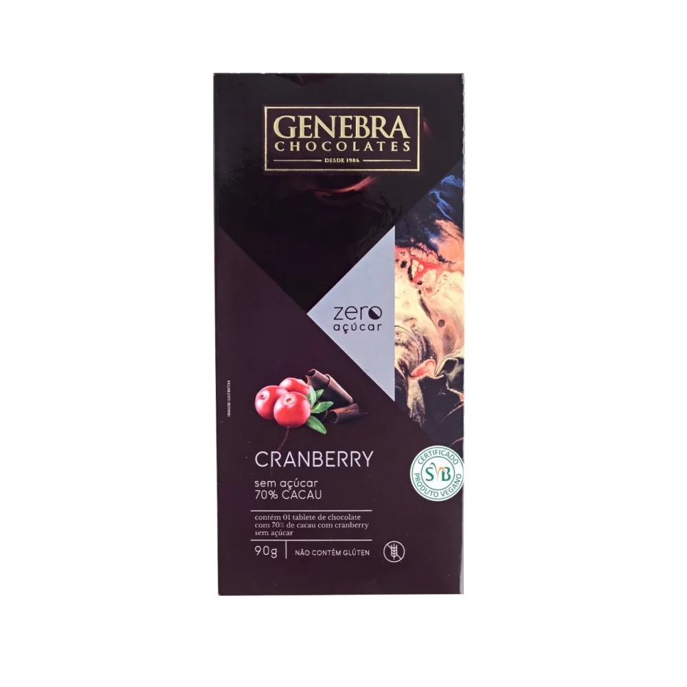Chocolate 70% Cacau Diet com Cranberry Genebra (90g)