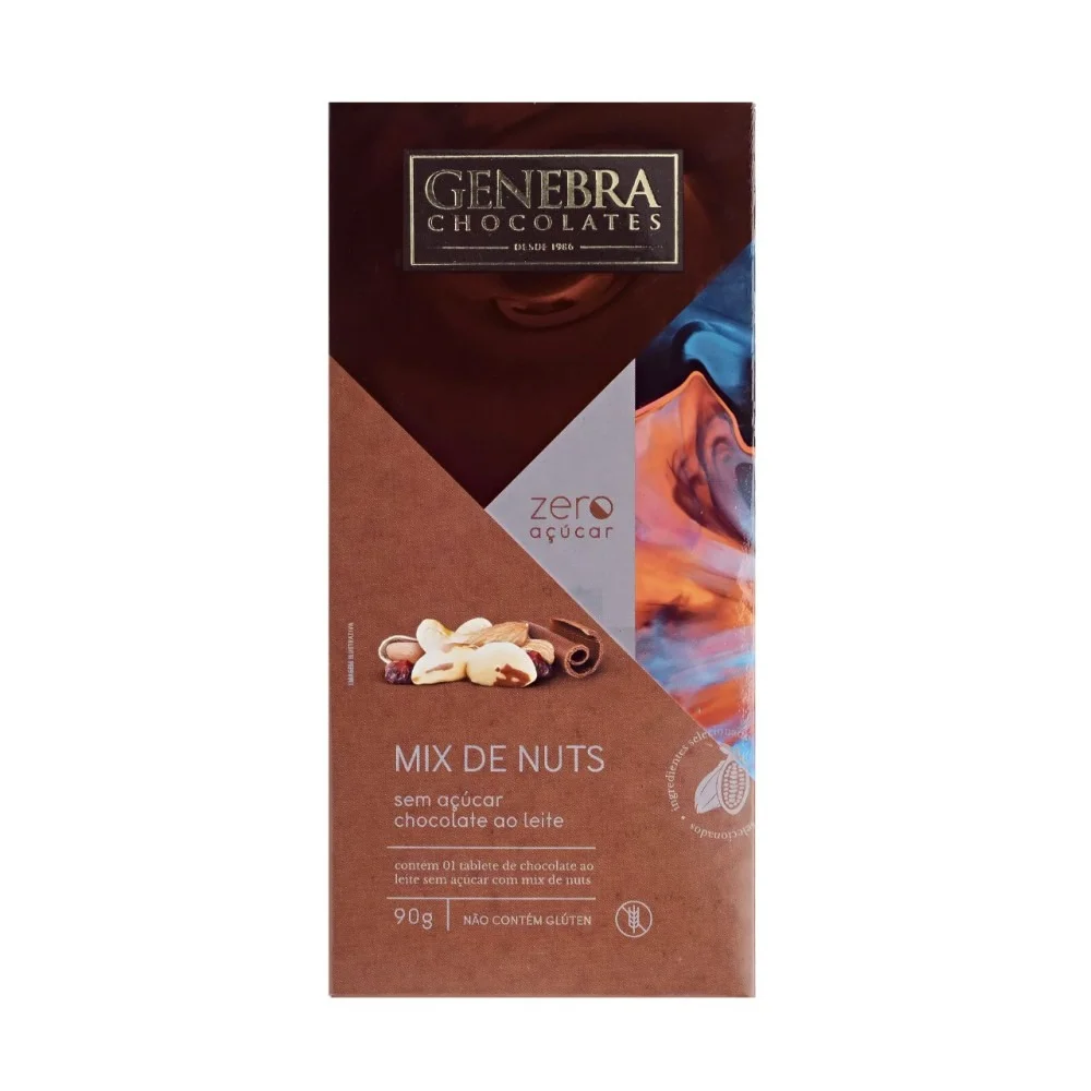 Chocolate ao Leite Mix de Nuts Diet Genebra (90g)