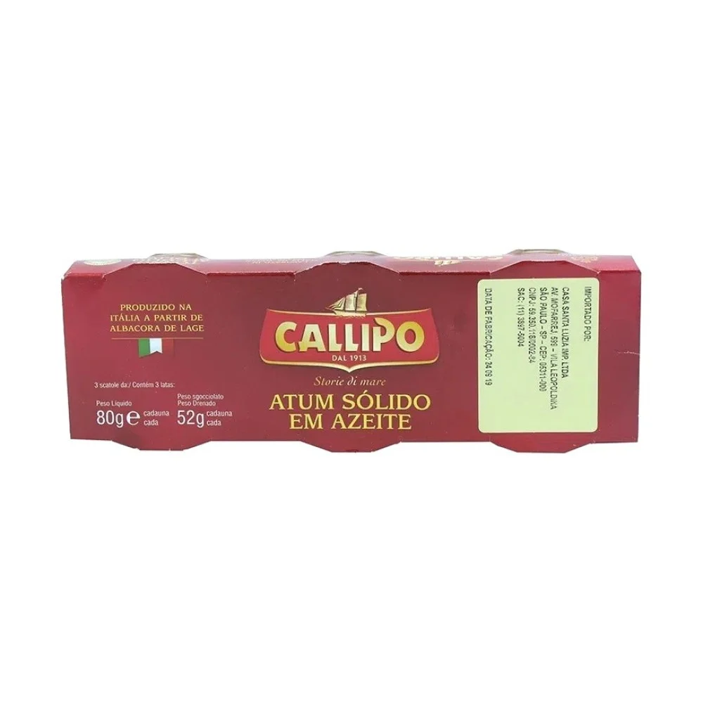 Kit 3 Atum Sólido em Azeite Callipo 80g