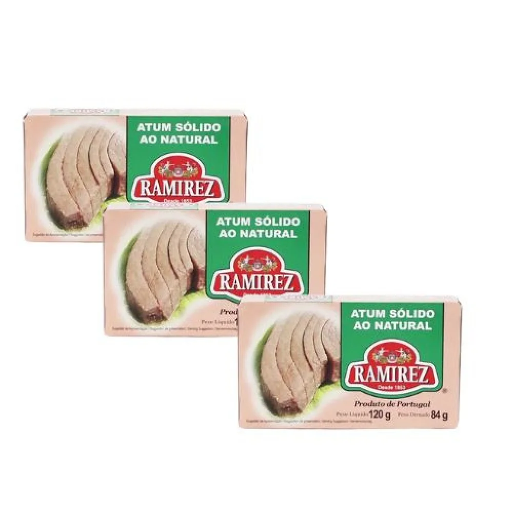 Kit com 3 Atum Sólido ao Natural Ramirez 120g