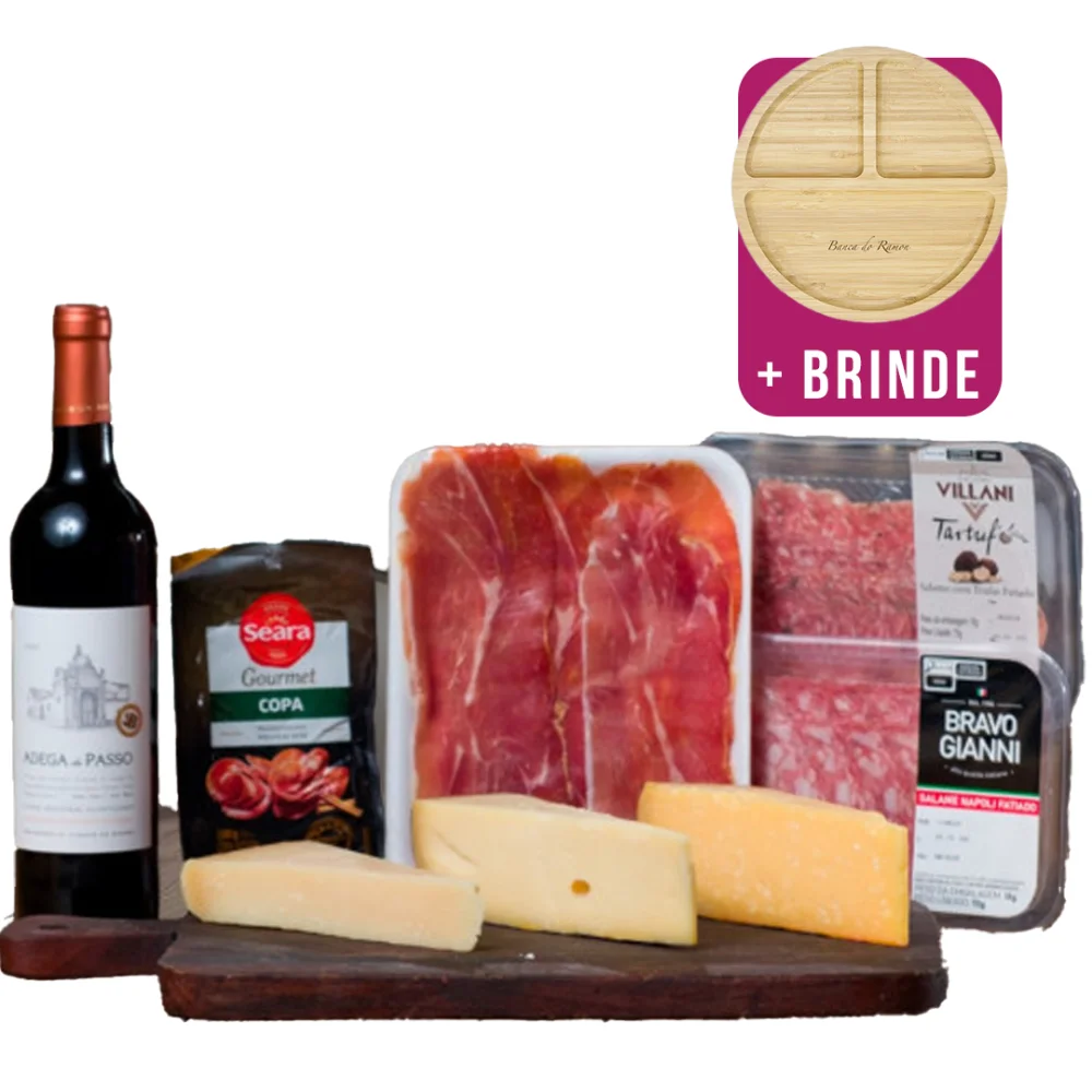 Kit Tabua de Frios + Vinho Adega Do Passo
