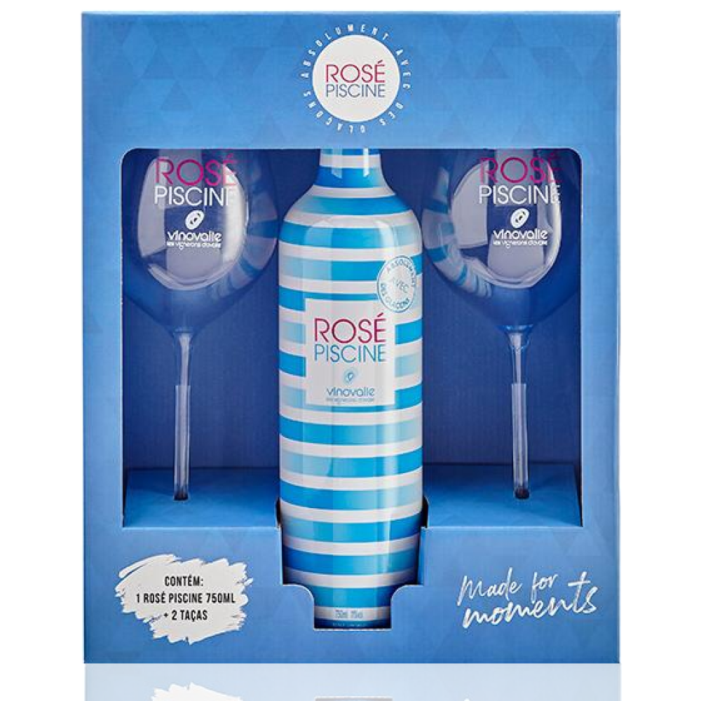 Kit Vinho Rosé Piscine com 2 taças exclusivas (un)