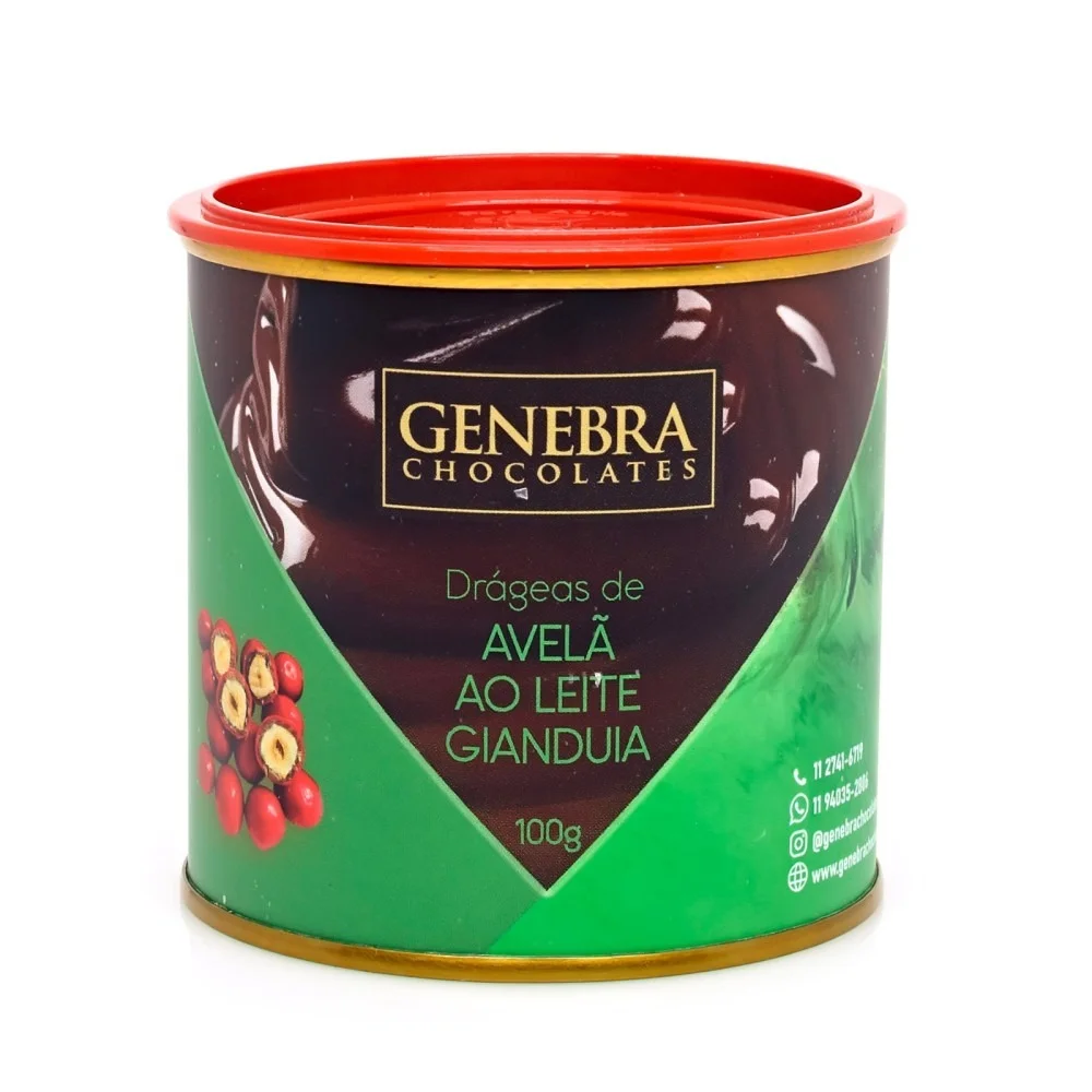 Lata Drágeas Avelã ao Leite Genebra 100g