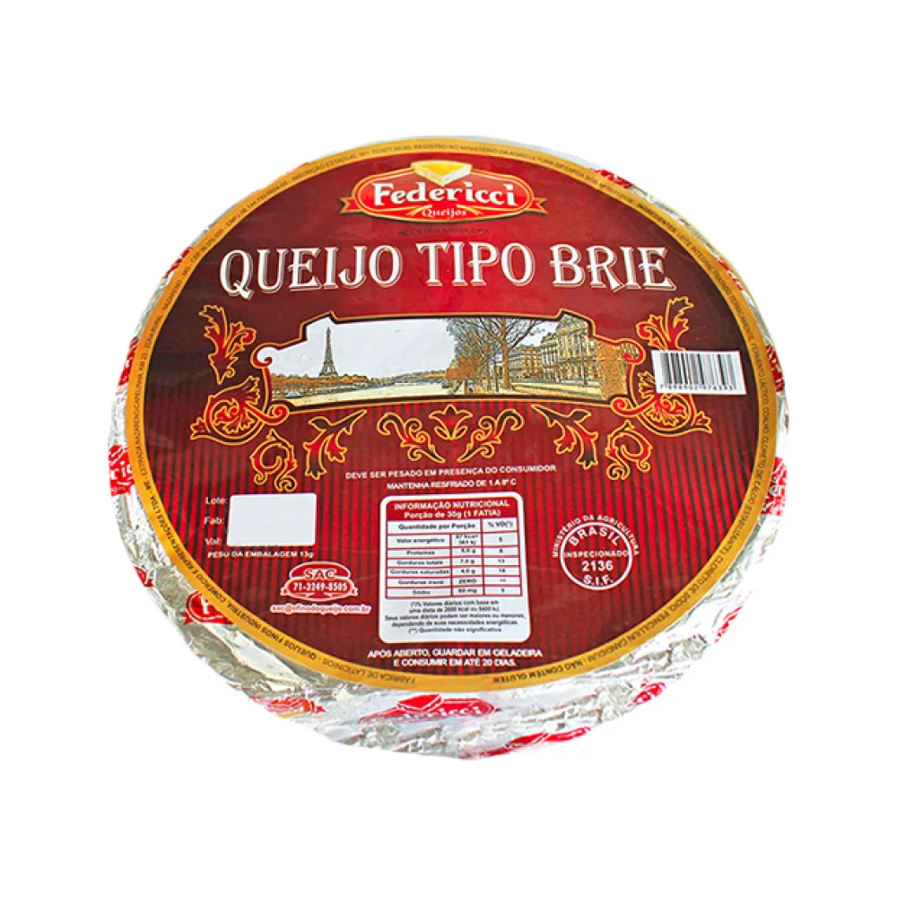 Queijo Brie Nacional Federicci Peça Aproximandamente 1,1kg