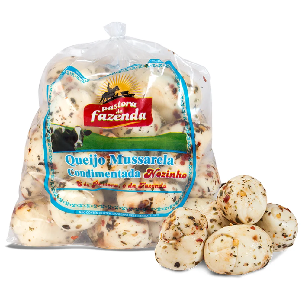 Queijo Mussarela Nozinho Condimentado  Pastora da Fazenda Aprox. 300g
