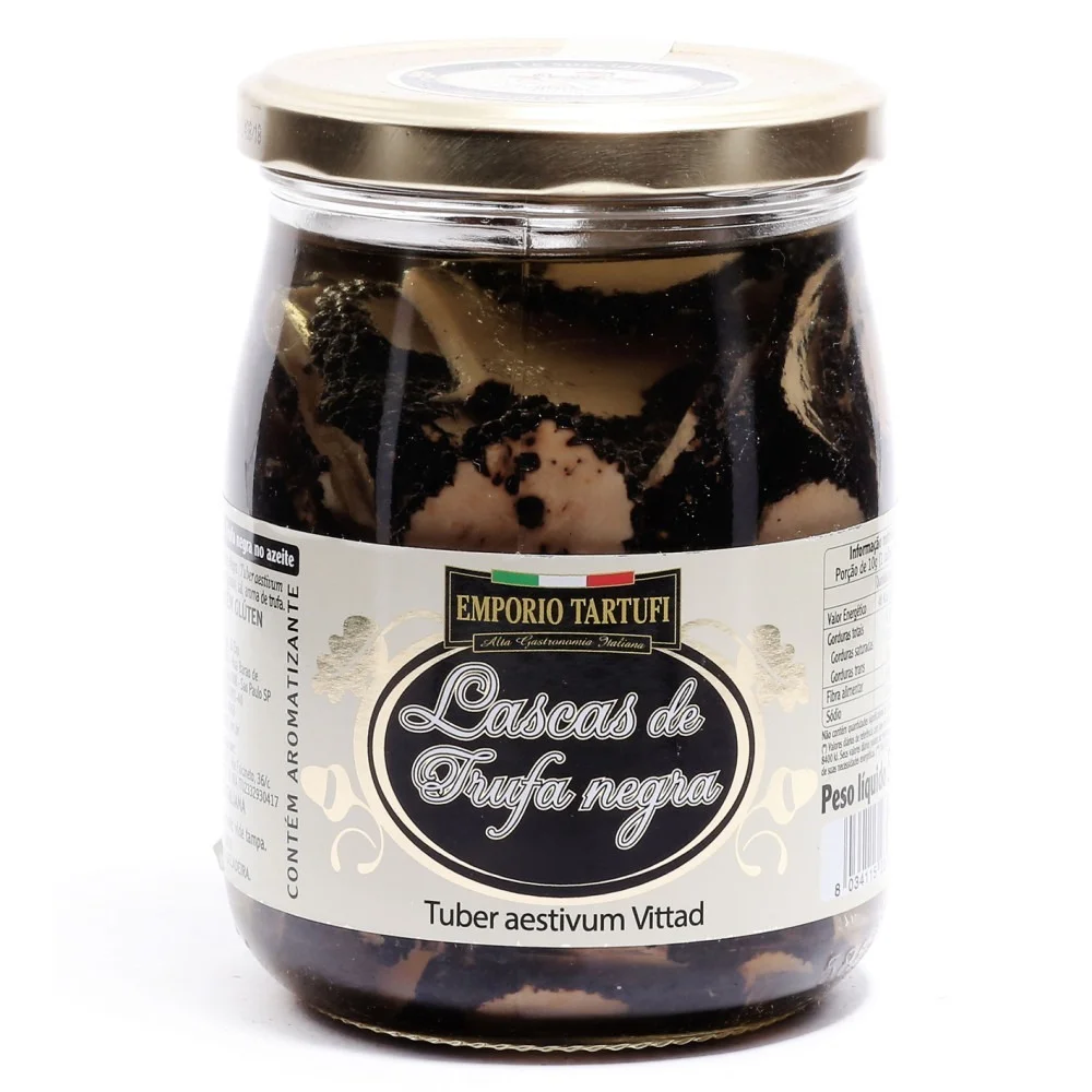 Lascas de Trufas Negras Em Óleo de Girassol Emporio Tartufi (500g)