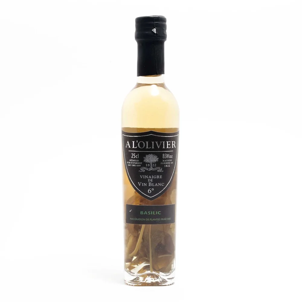 Vinagre De Vinho Branco Com Manjericão A L`OLIVIER (250ml)