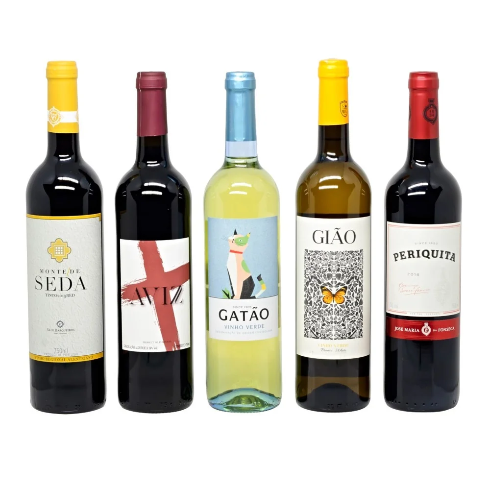 Kit com 5 Vinhos Portugueses  + GANHE 1 + Abridor Personalizado