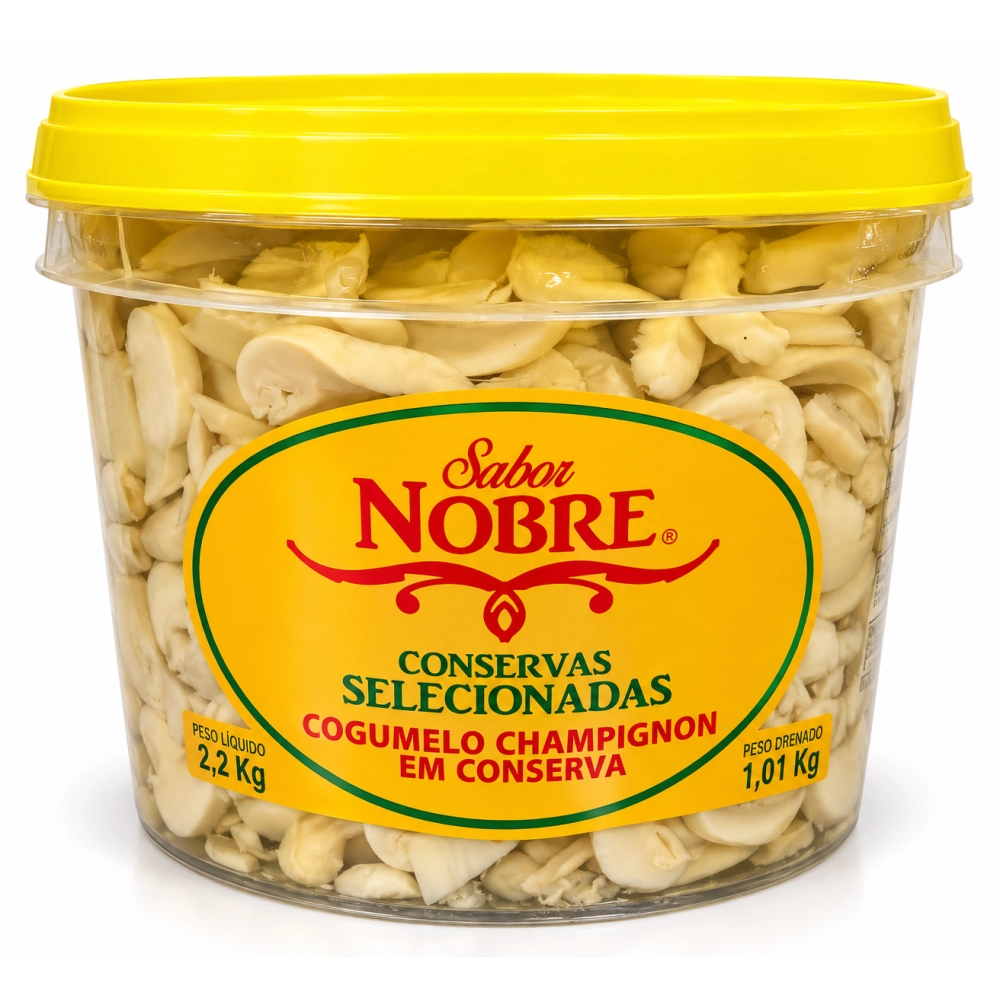 Balde de Champignon Fatiado em Conserva 2,2Kg