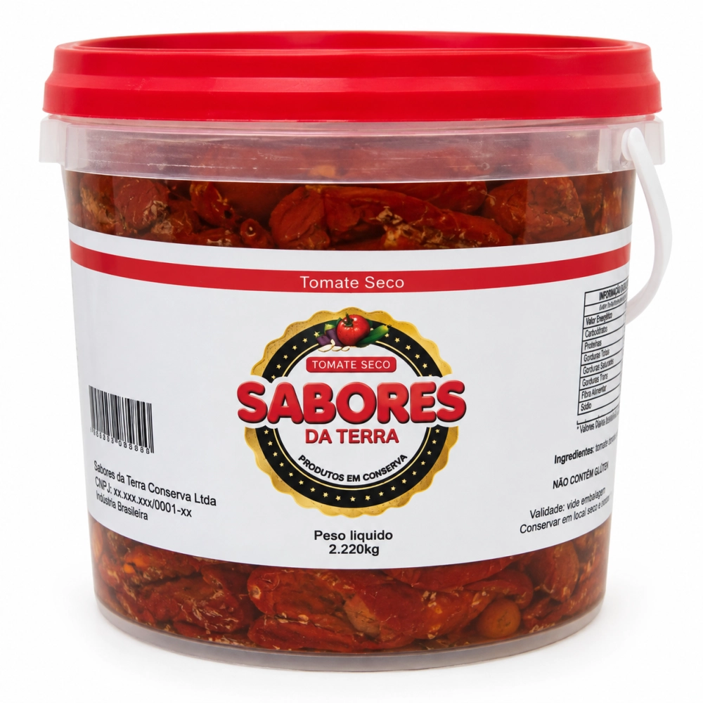 Balde de Tomate Seco em Conserva Sabores da Terra 2,220Kg