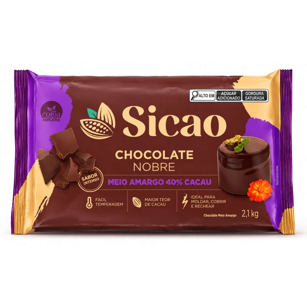 Barra de Chocolate Meio Amargo Sicao 2,1kg