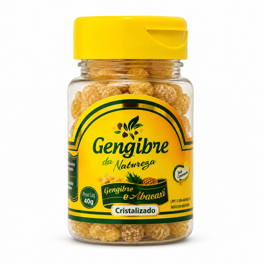 Gengibre da Natureza Cristalizado e Abacaxi 40g