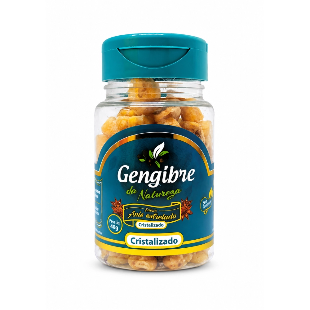 Gengibre da Natureza Cristalizado Sabor Anis Estrelado 40g