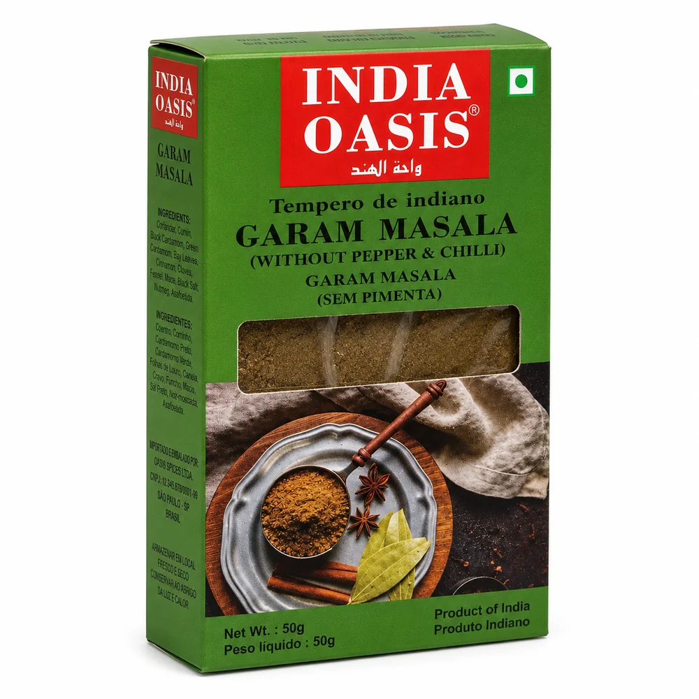 Tempero Indiano Garam Masala Sem Pimenta India Oasis 50g