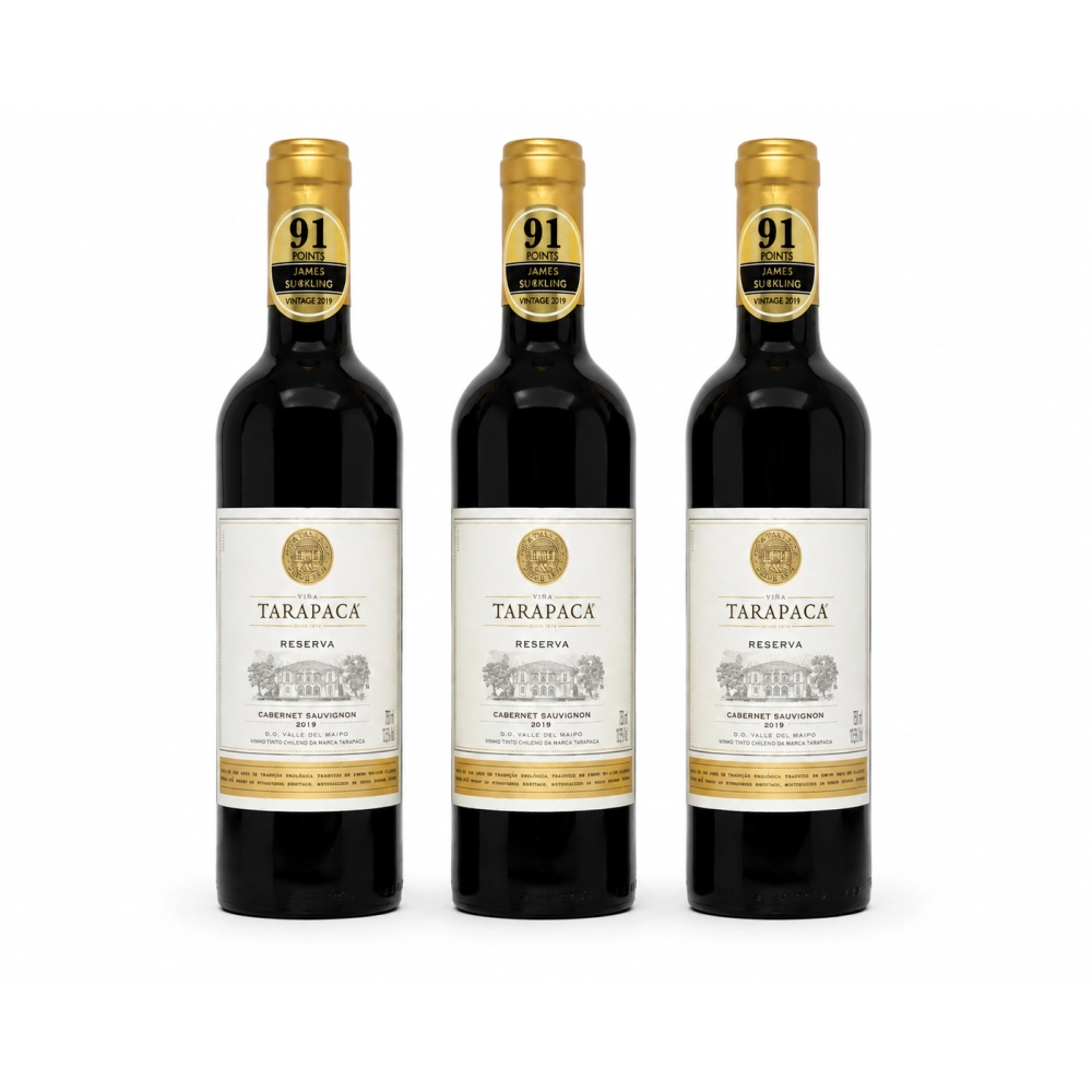Kit com 3 Vinhos Tarapacá Reserva Cabernet Sauvignon 375ml
