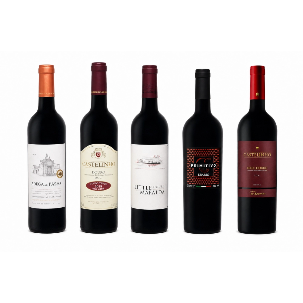 Kit com 5 Vinhos Velho Mundo + GANHE 1 + Abridor Personalizado
