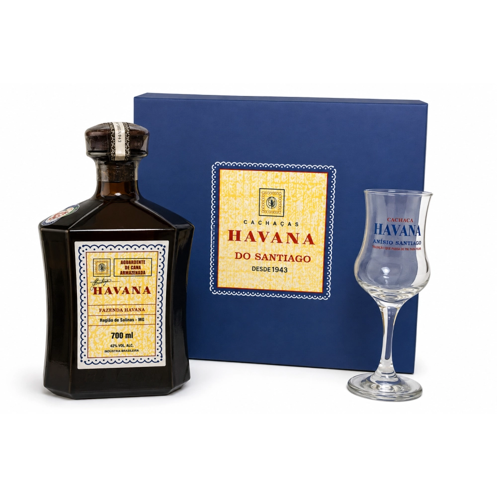 Kit com Cachaça Havana 700ml + Taça Un