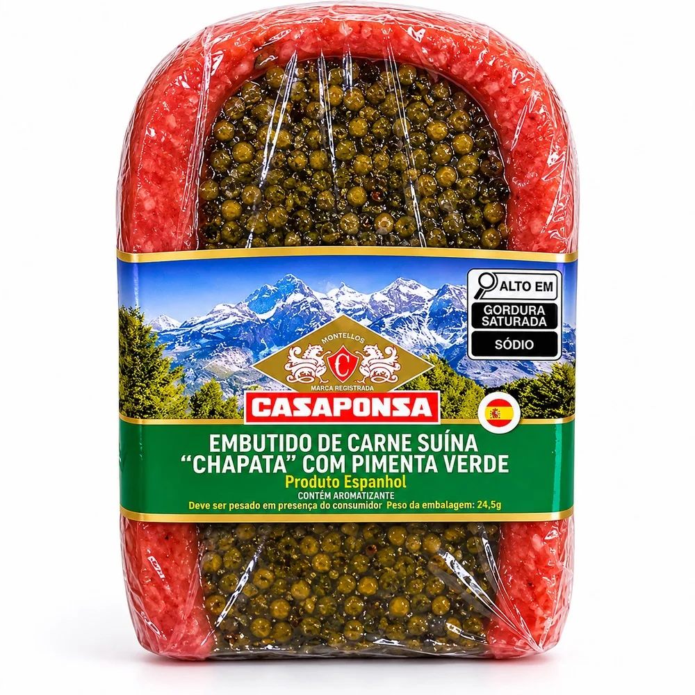 Salame Chapata com Pimenta Verde Casaponsa PEÇA Aprox. 1,1Kg