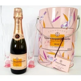 Kit de Champagne Veuve Clicquot Ponsardin Rosé Lata com 1 Garrafa (375 ml) + 2 Taças 