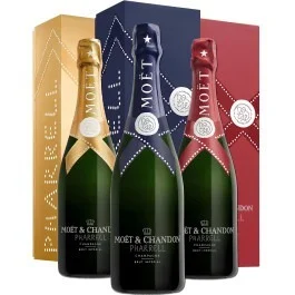 Kit com 3 Champagne Moet Chandon Pharrell Williams Brut Imperial 750ml