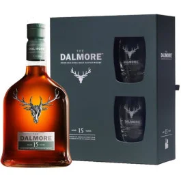 Kit Whisky The Dalmore 15 Anos + 2 Copos Personalizados (700ml)