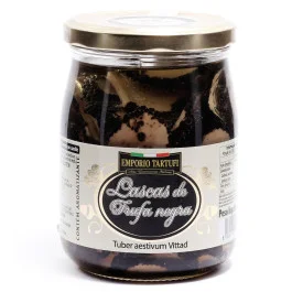 Lascas de Trufas Negras Em Óleo de Girassol Emporio Tartufi (500g)
